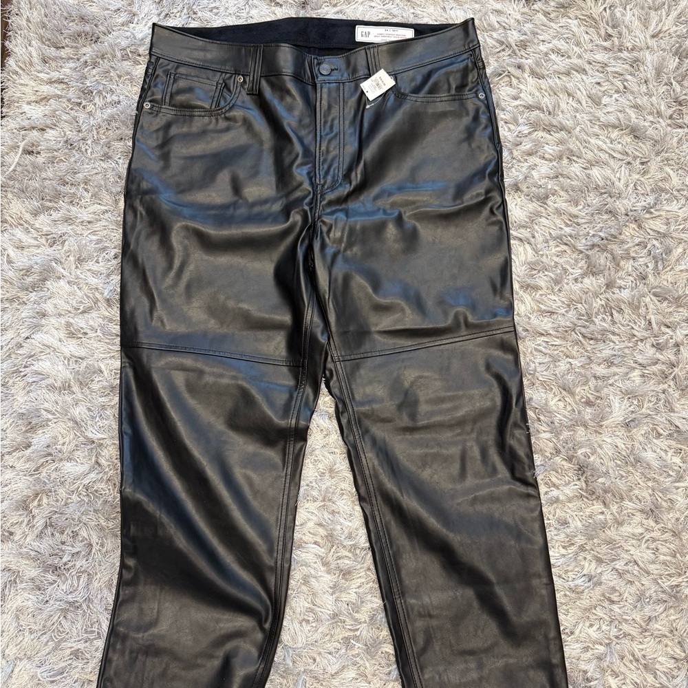 GAP  Black Slim Straight Faux Leather Jeans